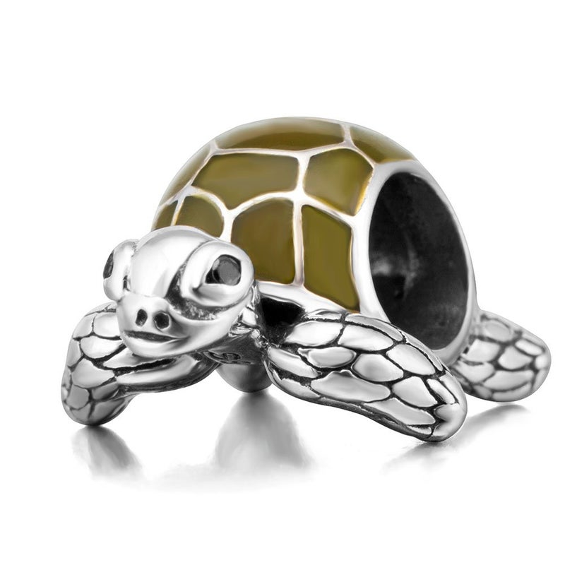 Green Sea Turtle Charm Original 925 Sterling Silver Animal Charm for European Snake Bracelet